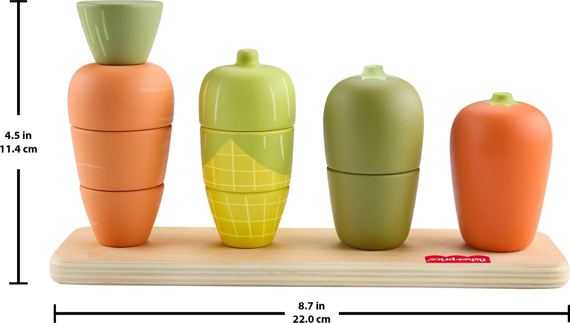 Fisher-Price Wood Toddler Veggie Stacker – Tiny Garden Sorting Toy for Ages 18+ Months (Amazon Exclusive)
