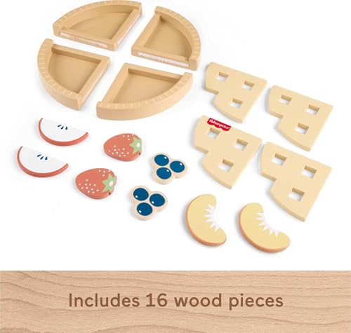 Fisher-Price Wooden Fruit Pie Pretend Play Set – 16-Piece FSC-Certified Wood Toy for Kids Ages 3+