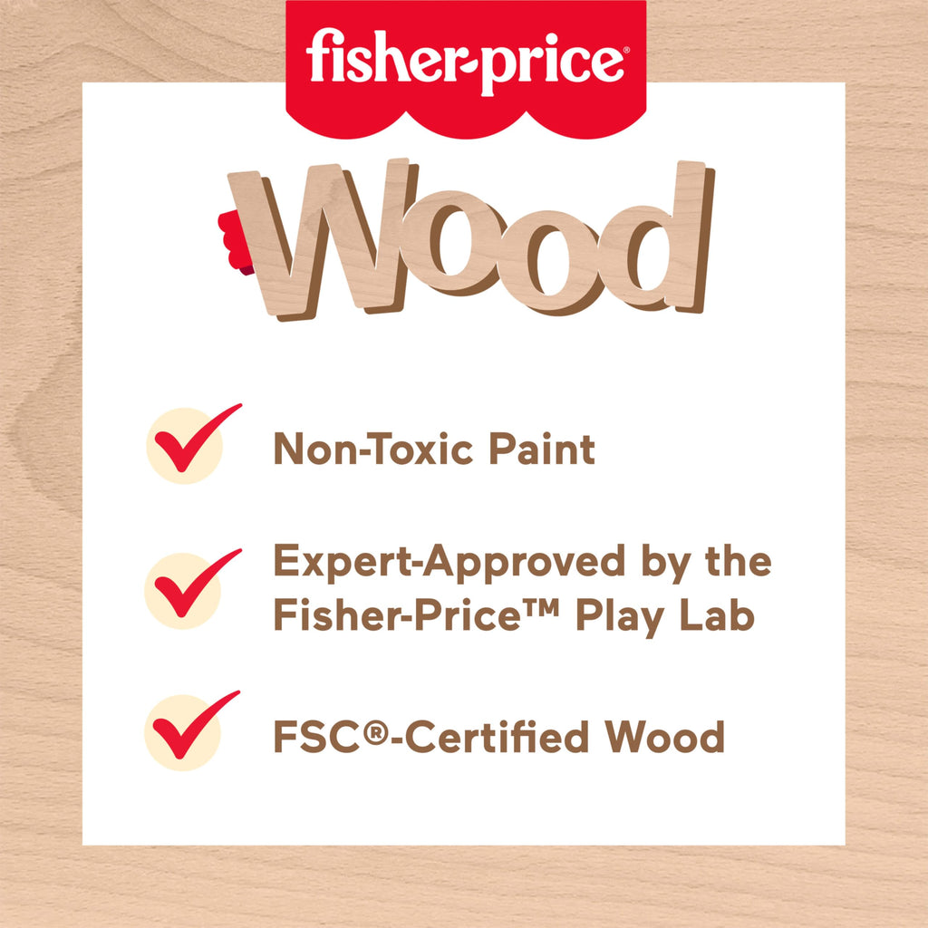 Fisher-Price Wooden Fruit Pie Pretend Play Set – 16-Piece FSC-Certified Wood Toy for Kids Ages 3+