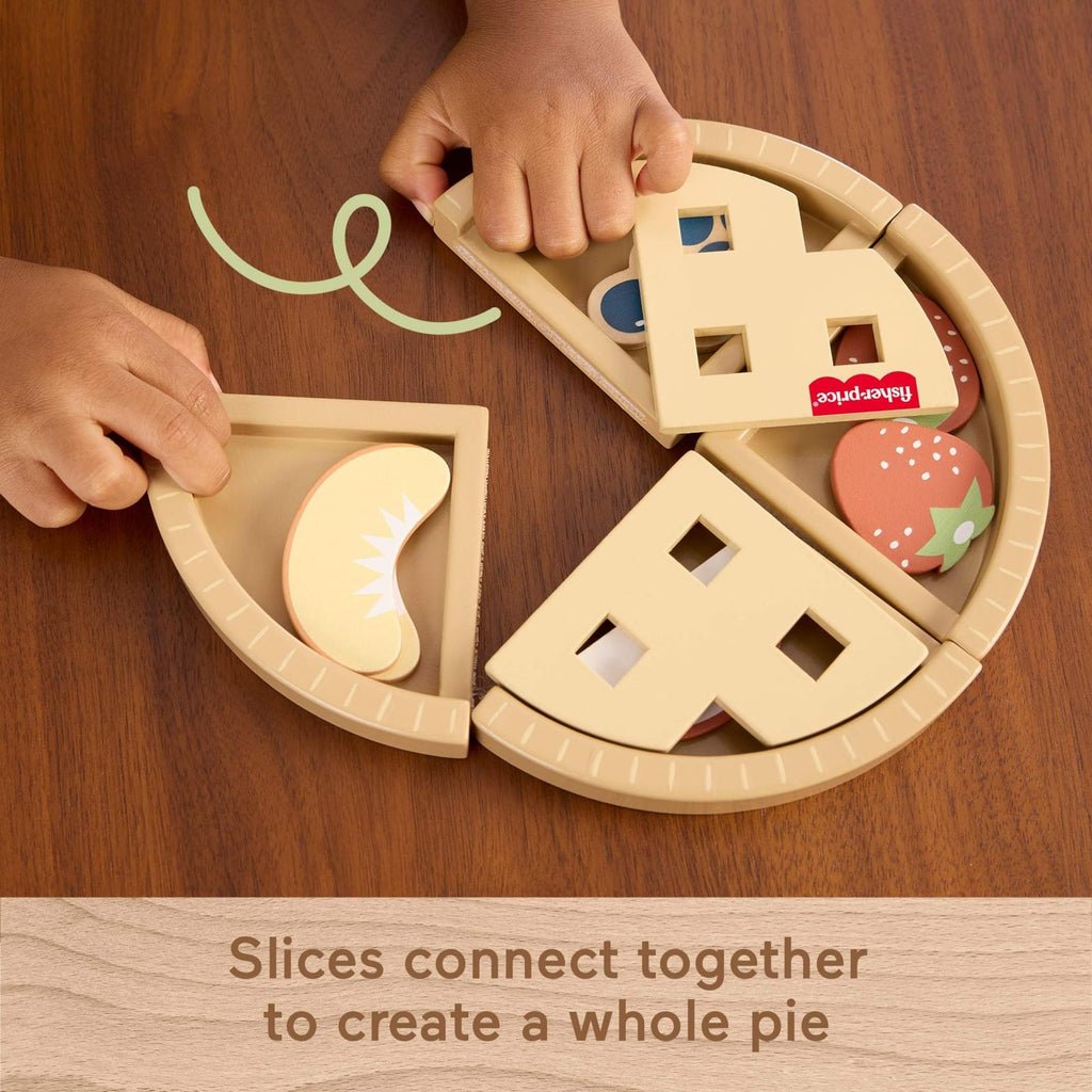 Fisher-Price Wooden Fruit Pie Pretend Play Set – 16-Piece FSC-Certified Wood Toy for Kids Ages 3+