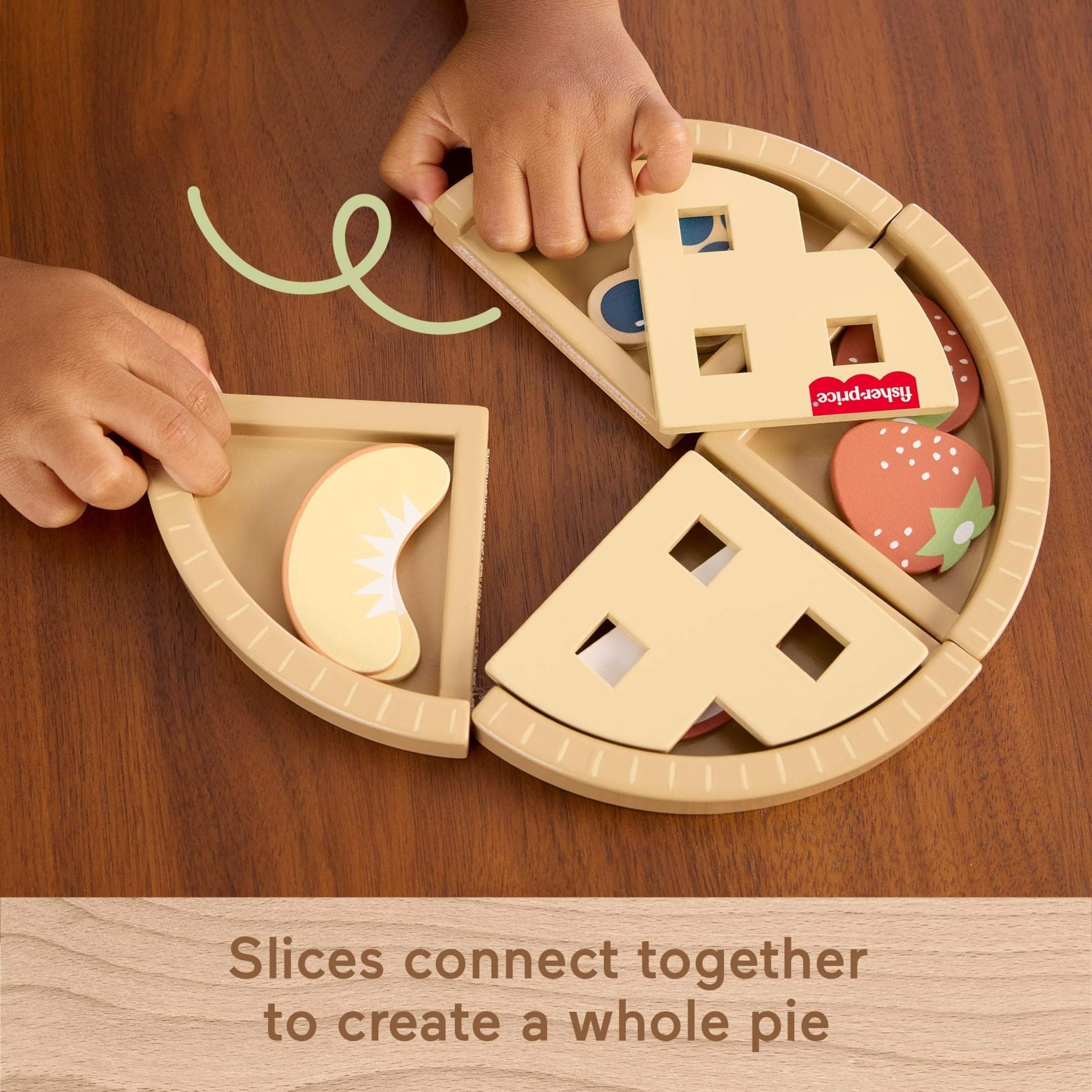 Fisher-Price Wooden Fruit Pie Pretend Play Set – 16-Piece FSC-Certified Wood Toy for Kids Ages 3+