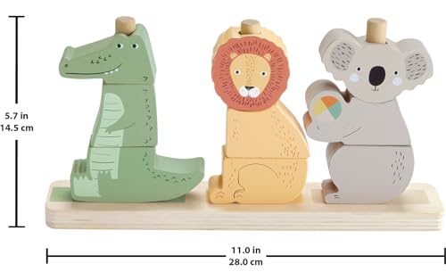 Fisher-Price Wooden Stack & Sort Animals - 10-Piece Toddler Toy, FSC-Certified, Ages 1+