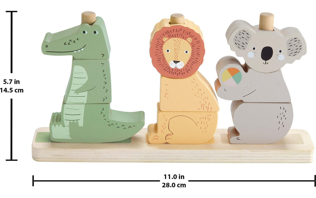 Fisher-Price Wooden Stack & Sort Animals - 10-Piece Toddler Toy, FSC-Certified, Ages 1+
