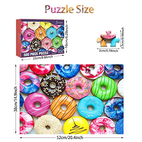 Fishwisdom 500-Piece Donut Cupcake Jigsaw Puzzle – 20.5x15 inch, Eco-Friendly, with Poster & Bag