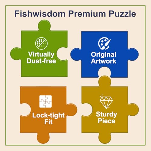 Fishwisdom 500-Piece Happy Fruits Jigsaw Puzzle – Eco-Friendly Recycled Cardboard, Includes Poster and Storage Bag