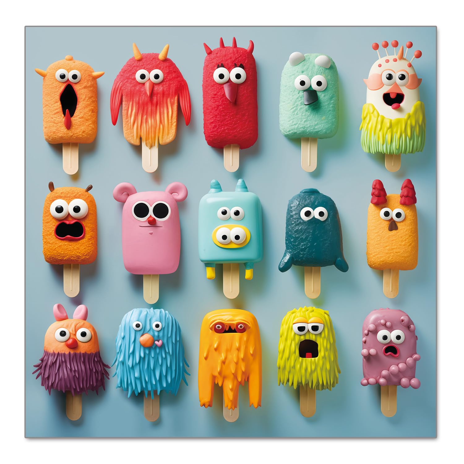 Fishwisdom 500-Piece Monster Popsicles Jigsaw Puzzle for Adults and Kids, 19.7x19.7 Inch