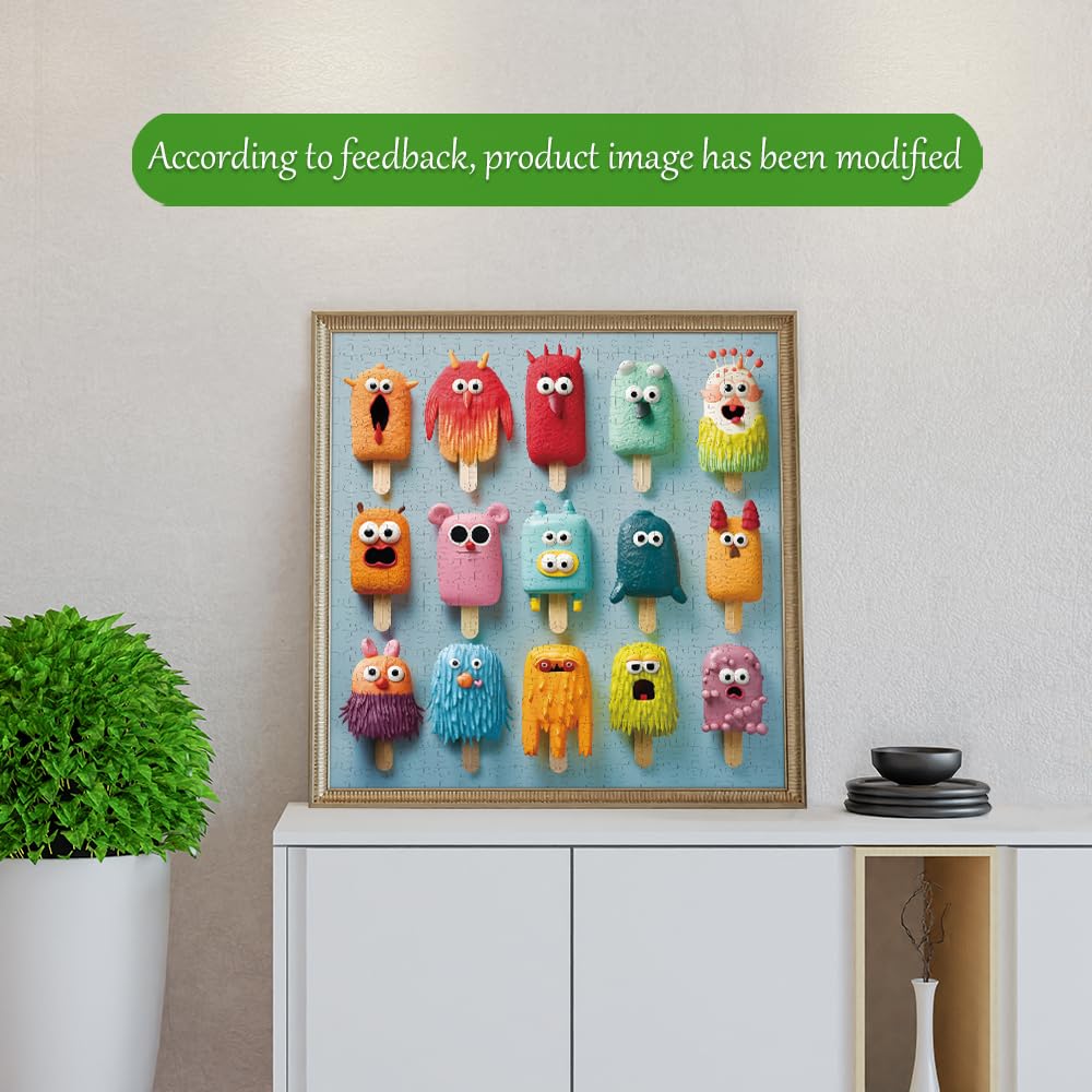 Fishwisdom 500-Piece Monster Popsicles Jigsaw Puzzle for Adults and Kids, 19.7x19.7 Inch