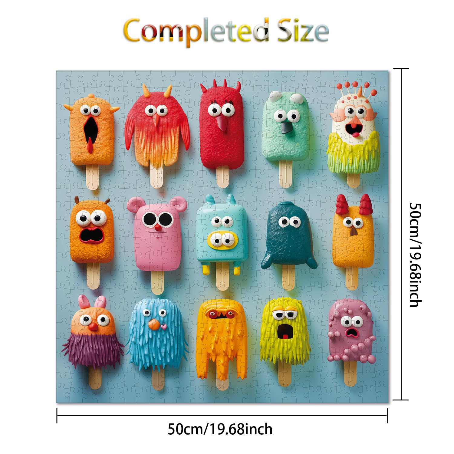 Fishwisdom 500-Piece Monster Popsicles Jigsaw Puzzle for Adults and Kids, 19.7x19.7 Inch