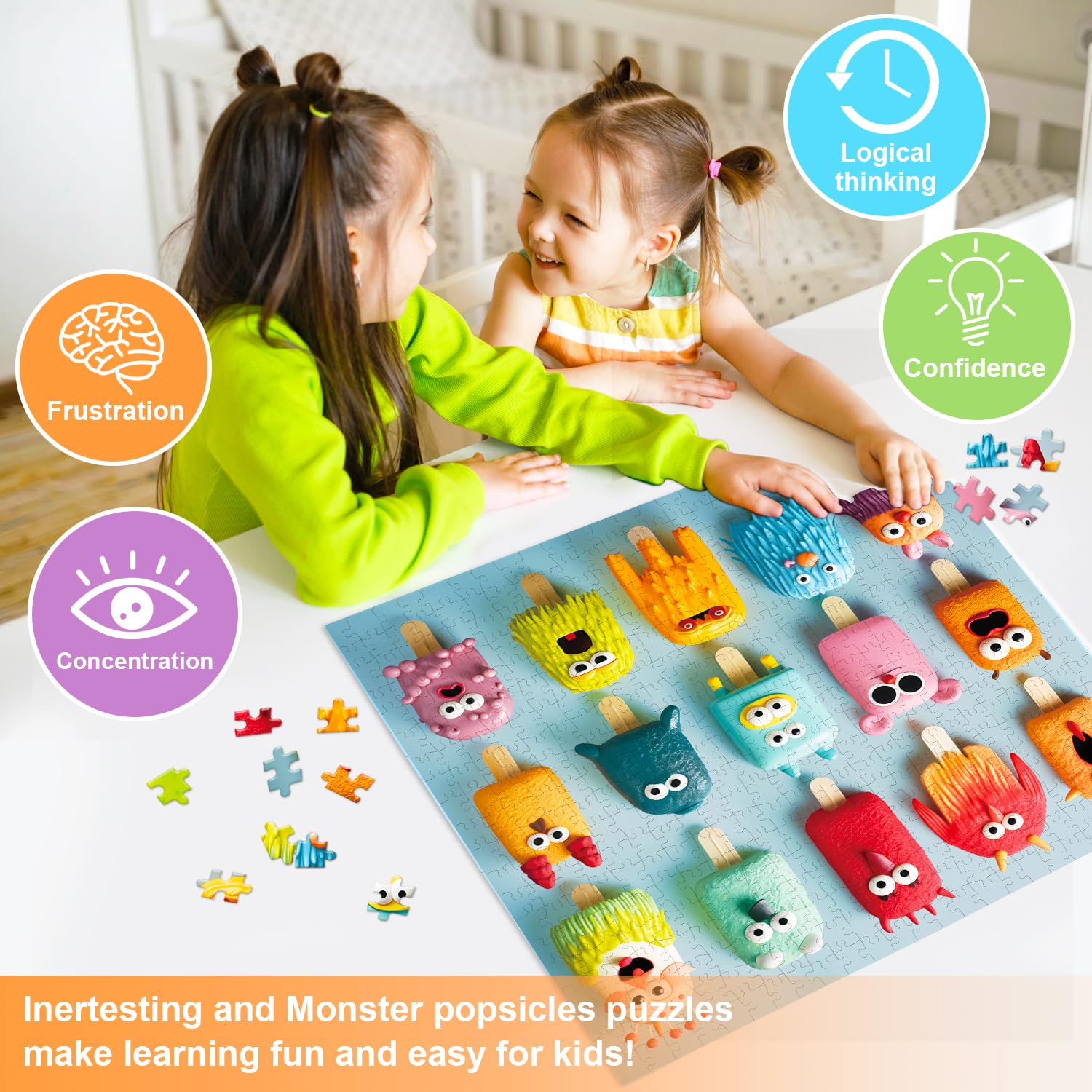 Fishwisdom 500-Piece Monster Popsicles Jigsaw Puzzle for Adults and Kids, 19.7x19.7 Inch