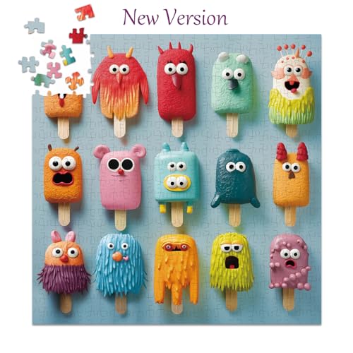 Fishwisdom 500-Piece Monster Popsicles Jigsaw Puzzle for Adults and Kids, 19.7x19.7 Inch