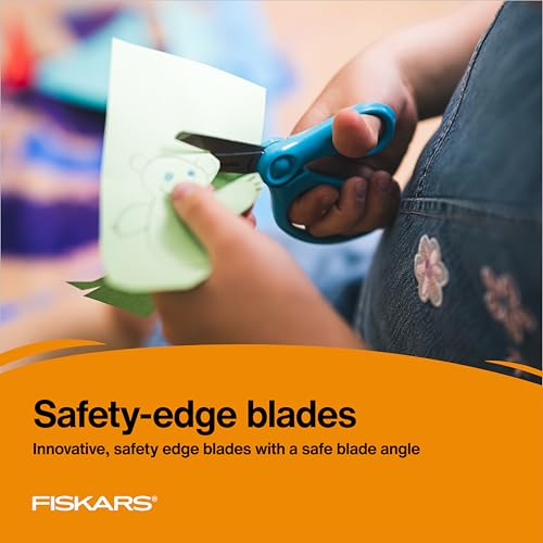 Fiskars 5" Blunt-Tip Scissors for Kids (3-Pack) – Safe, Comfortable Scissors for Ages 4-7, Red/Blue/Turquoise