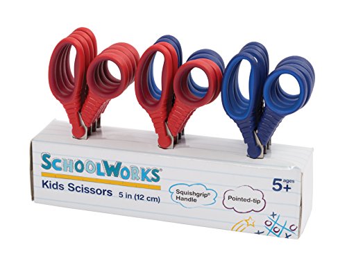 Fiskars Schoolworks 5" Pointed-Tip Scissors for Kids Ages 4-7 (12-Pack) – Red & Blue