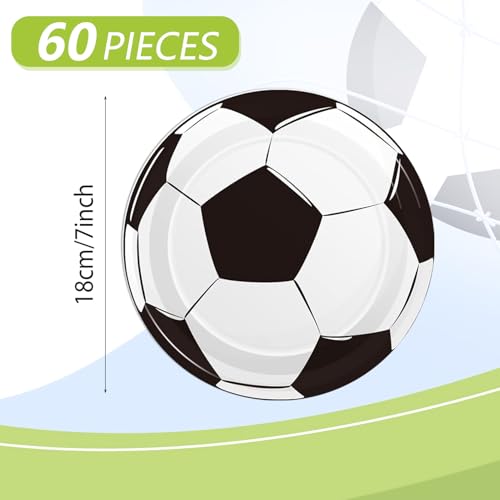 Fitoyplak 60-Pack 7-Inch Soccer Paper Plates – Disposable Party Plates for Soccer Theme Birthdays, Game Day, and Sports Events