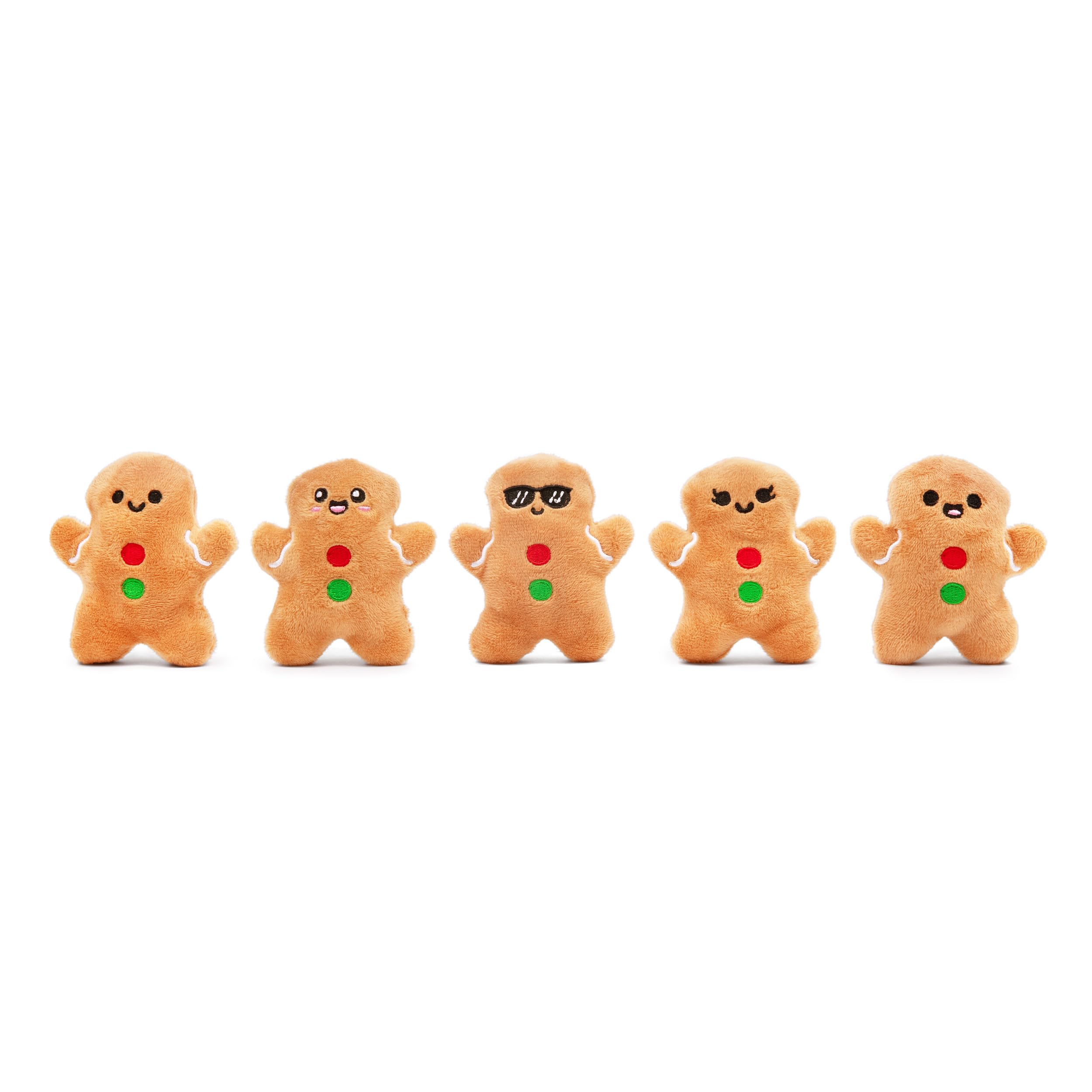 Five Gingerbread Plush Toys with Individual Personalities and Soft Carrier Basket by Relatable