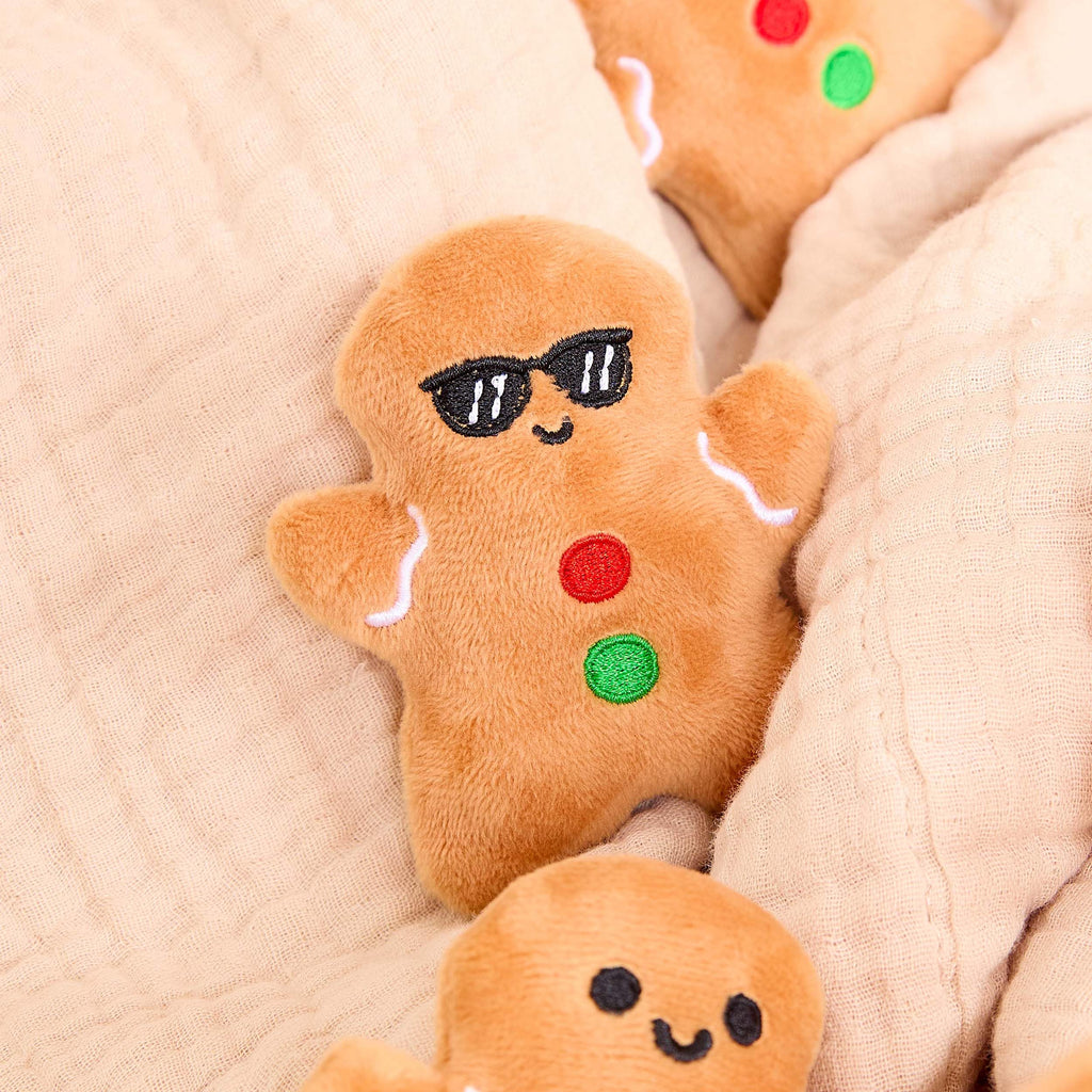 Five Gingerbread Plush Toys with Individual Personalities and Soft Carrier Basket by Relatable