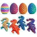 Flavery 4-Pack 3D Printed Dragon in Egg – Mini Gemstone Eggs with Flexible Crystal Dragons, Desk Pet Fidget Toy