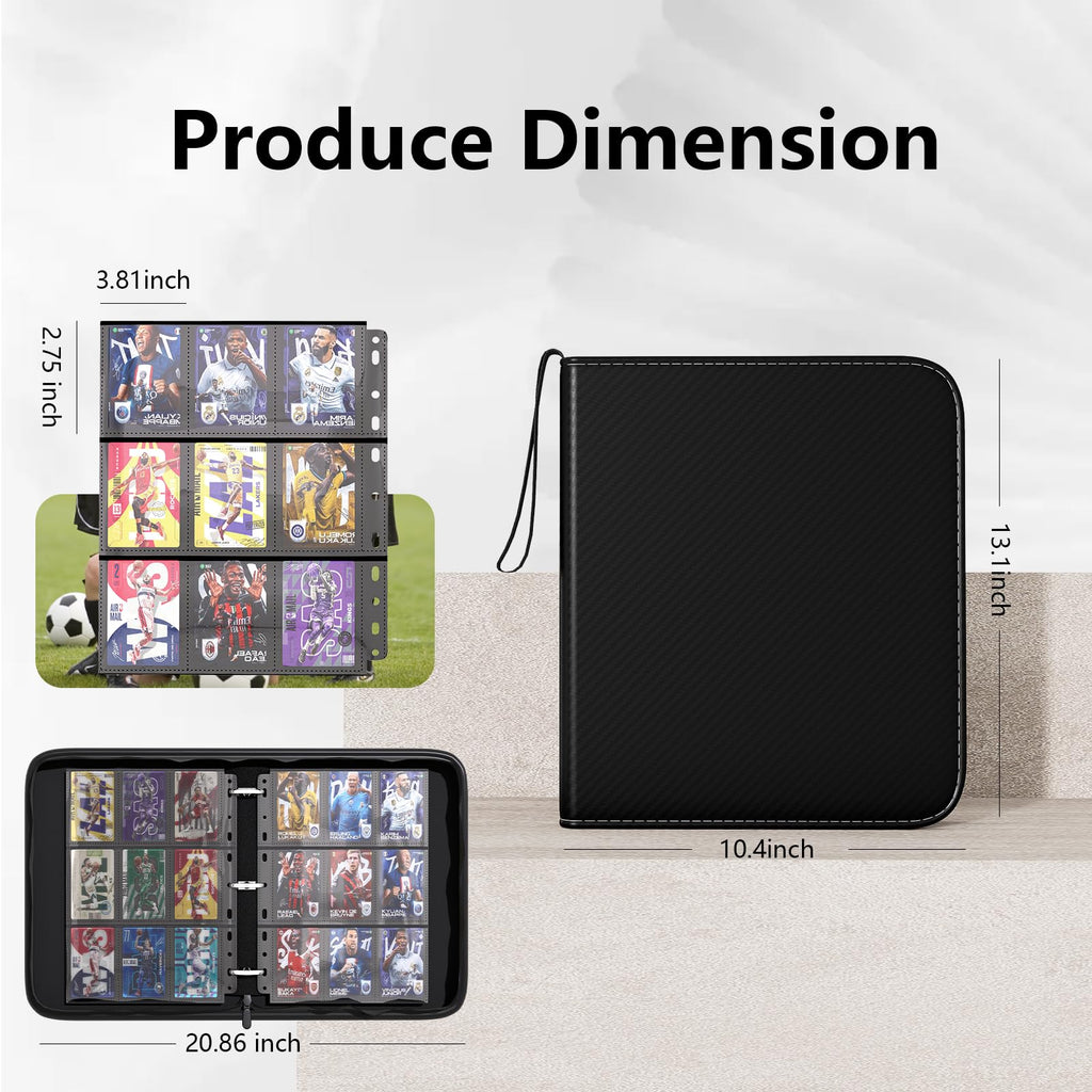 FLEKKO 720-Card PU Leather Binder - 9 Pocket 40 Pages, Water-Resistant Black Trading Card Album for MTG, Sports Cards