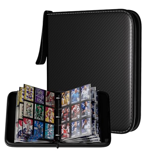 FLEKKO 720-Card PU Leather Binder - 9 Pocket 40 Pages, Water-Resistant Black Trading Card Album for MTG, Sports Cards