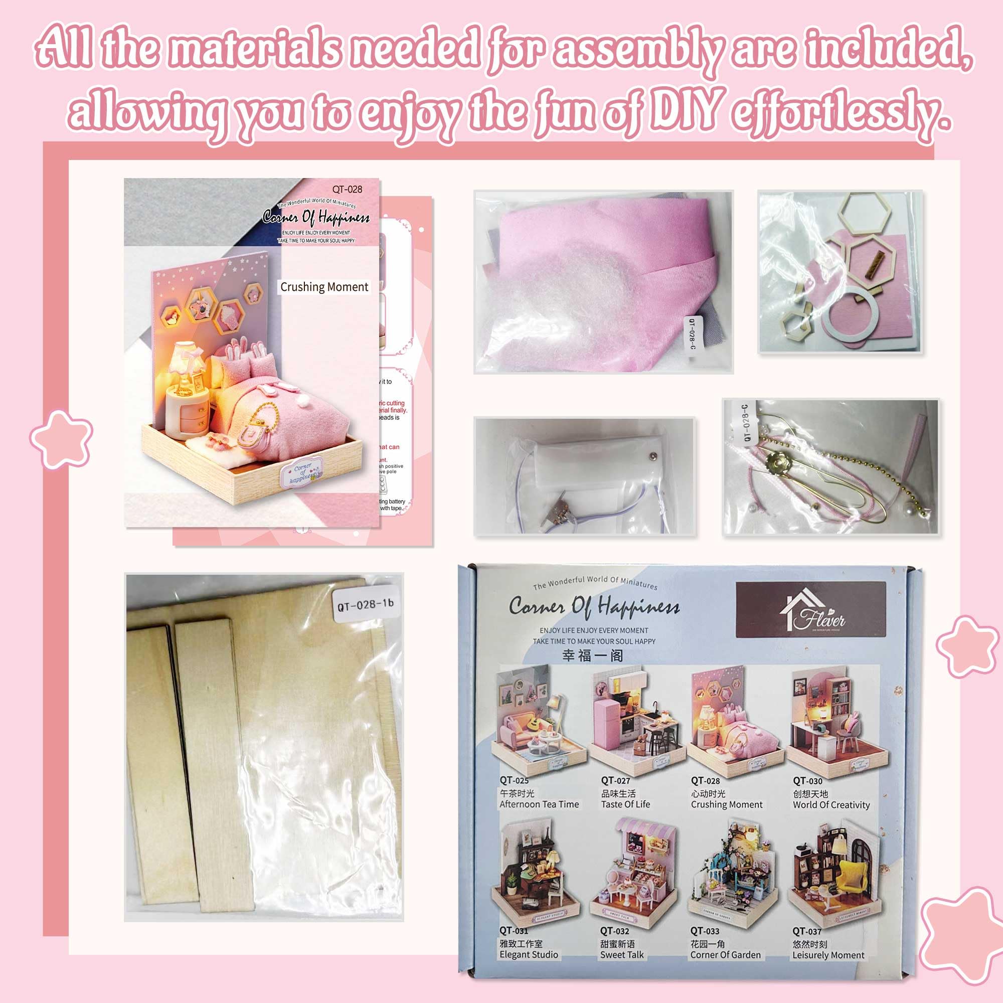 Flever Crushing Moment Dollhouse Miniature DIY Kit – Creative Room with Furniture for Romantic Gift