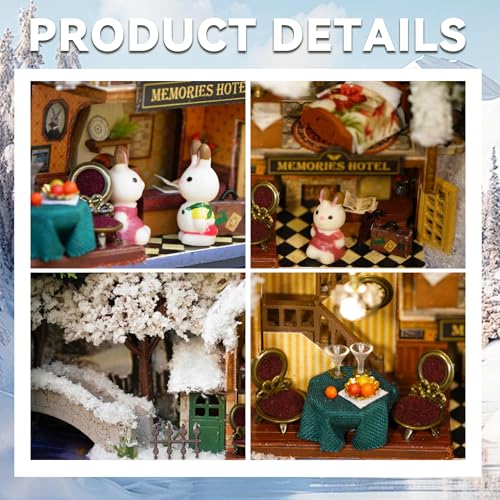 Flever DIY Miniature Dollhouse Kit: Roam Around in Winter with Furniture, LED Lights & Music Movement