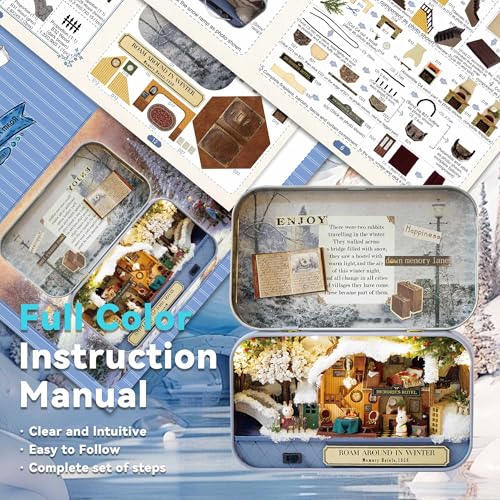 Flever DIY Miniature Dollhouse Kit: Roam Around in Winter with Furniture, LED Lights & Music Movement
