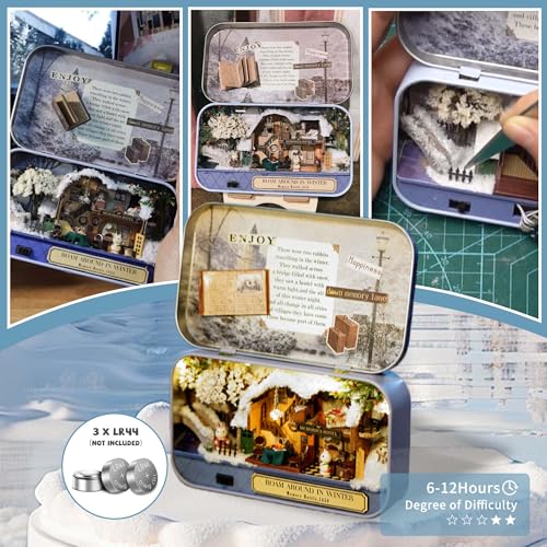 Flever DIY Miniature Dollhouse Kit: Roam Around in Winter with Furniture, LED Lights & Music Movement