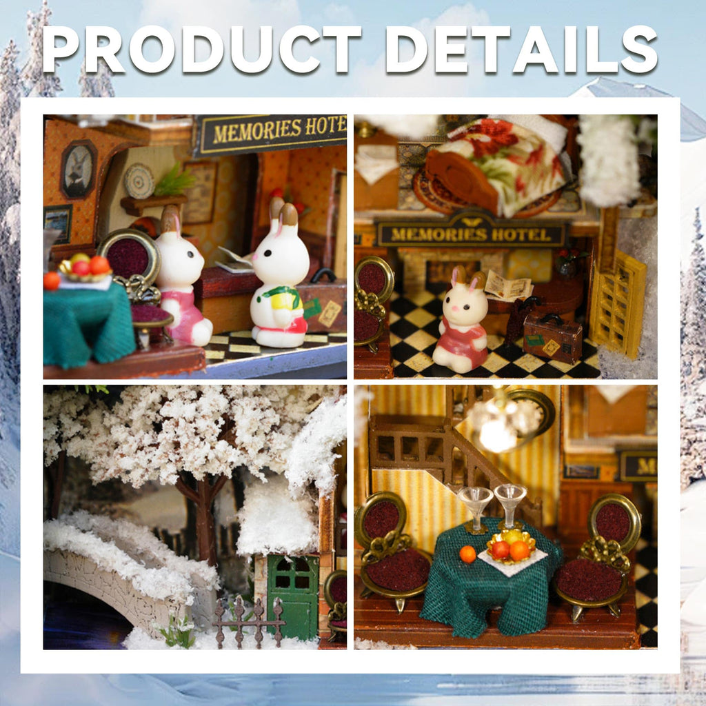 Flever DIY Miniature Dollhouse Kit: Roam Around in Winter with Furniture, LED Lights & Music Movement