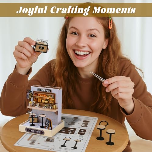 Flever Dollhouse Miniature DIY Kit - Coffee Time Theme, 1:32 Scale