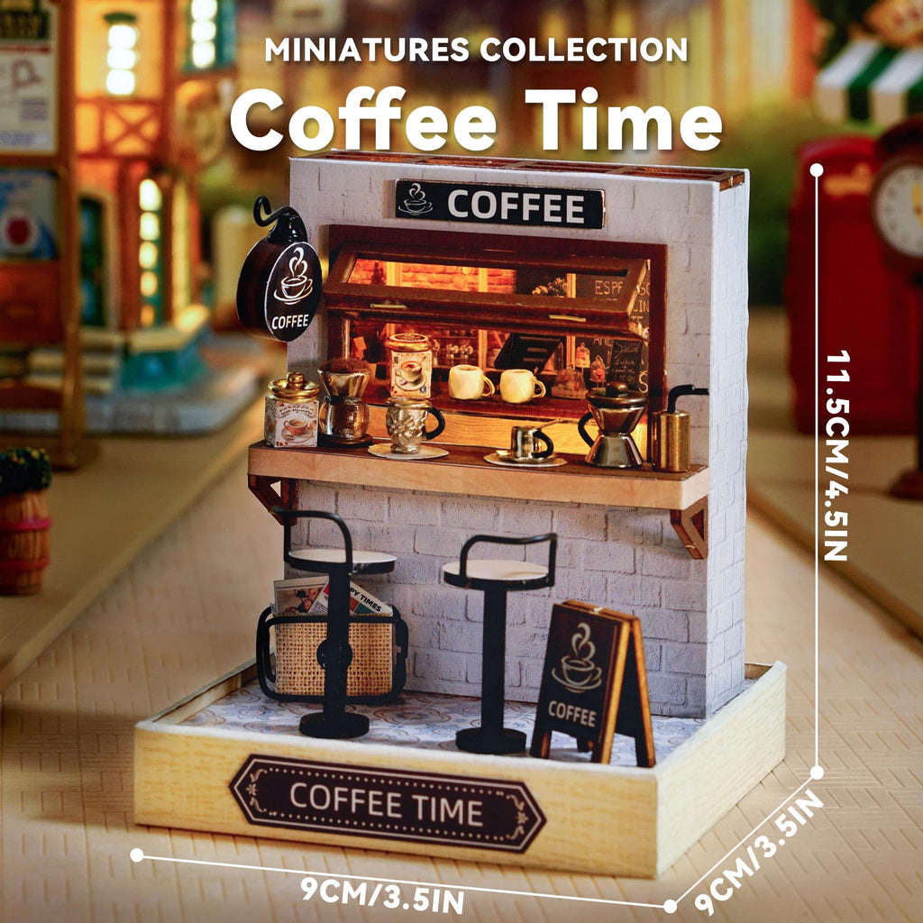 Flever Dollhouse Miniature DIY Kit - Coffee Time Theme, 1:32 Scale