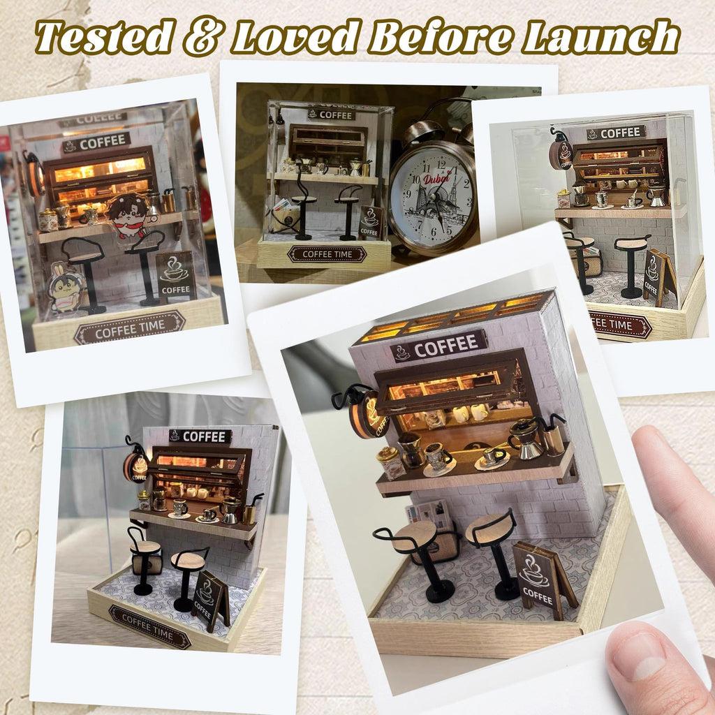 Flever Dollhouse Miniature DIY Kit - Coffee Time Theme, 1:32 Scale
