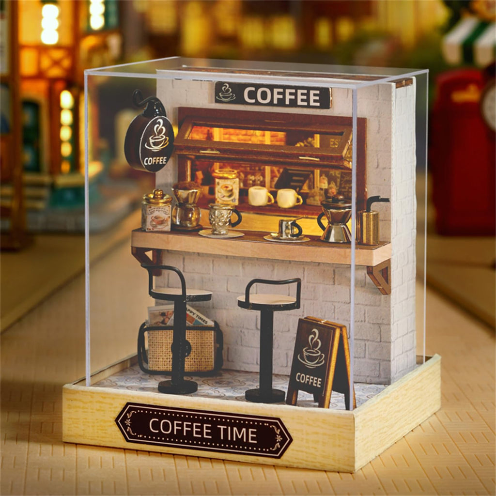 Flever Dollhouse Miniature DIY Kit - Coffee Time Theme, 1:32 Scale