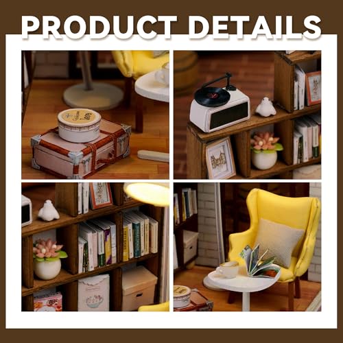 Flever Dollhouse Miniature DIY Kit - Leisurely Moment, 1:32 Scale with LED Lights & Music