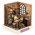 Flever Moon Magic Dollhouse Miniature DIY Kit – 1:32 Scale Creative Room with Furniture, LED Lights, and Plexiglass Cover