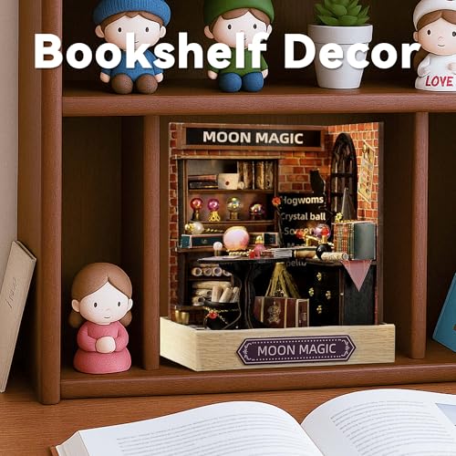 Flever Moon Magic Dollhouse Miniature DIY Kit – 1:32 Scale Creative Room with Furniture, LED Lights, and Plexiglass Cover