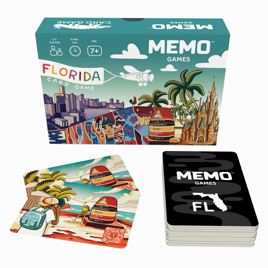 Florida Landmarks Memory Game – 50 Cards with QR Facts, Ages 7+
