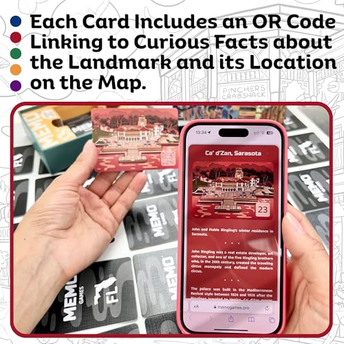 Florida Landmarks Memory Game – 50 Cards with QR Facts, Ages 7+