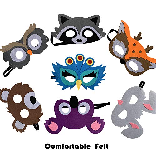 FLOWERBB 12pc Felt Animal Masks Set - Woodland & Jungle Creatures for Kids Party Favors