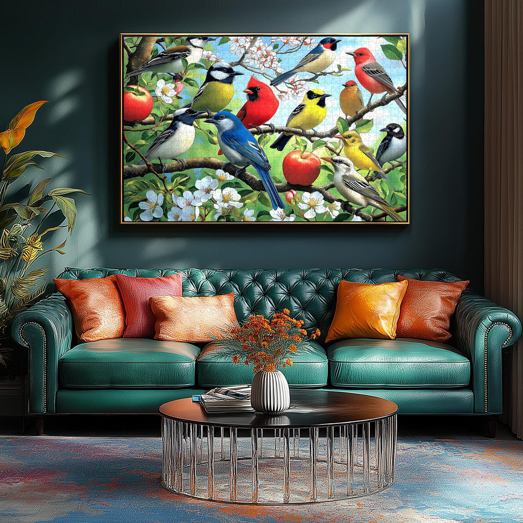 Flowers Birds 1000 Piece Puzzle for Adults – Hummingbird Jigsaw with Poster and Sorting Letters