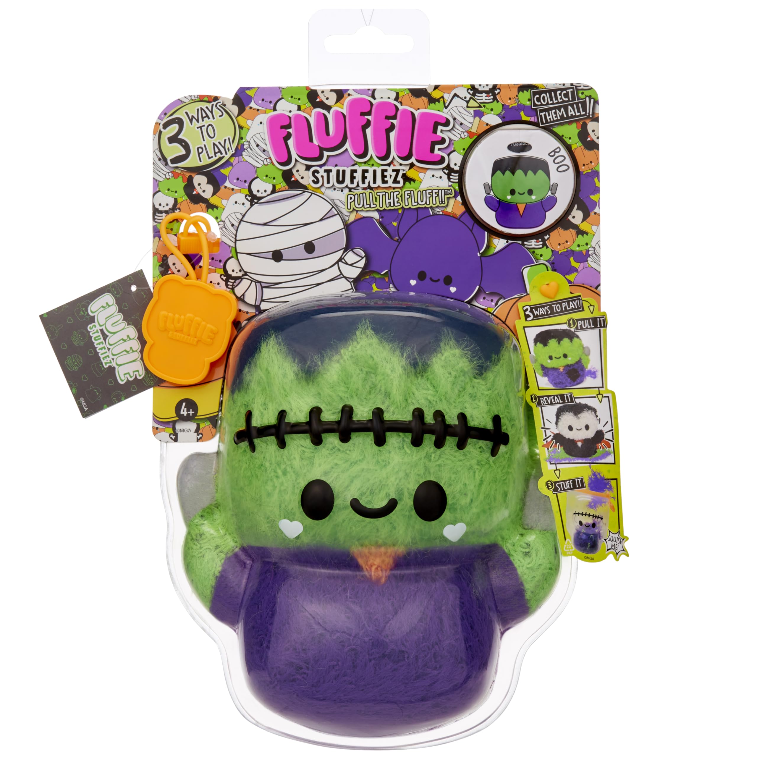 Fluffie Stuffiez Halloween Frankenstein Small Plush – Surprise Reveal, ASMR Fidget, DIY Fur Pulling Toy