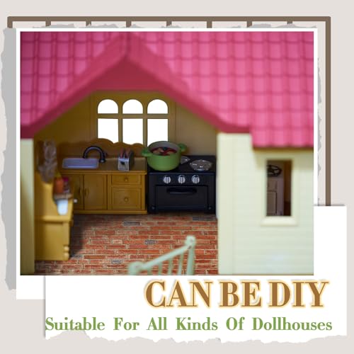 Flutesan 12-Pack Miniature Dollhouse Wallpaper and Flooring Sheets - Peel & Stick Red Brick Pattern, A4 Size (8.27 x 11.69 in)