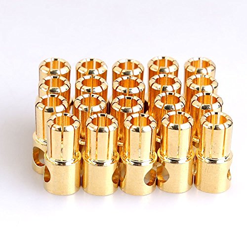 FLY RC 20 Pairs Gold Plated 6mm Bullet Connectors for RC Motor ESC Battery (60A)