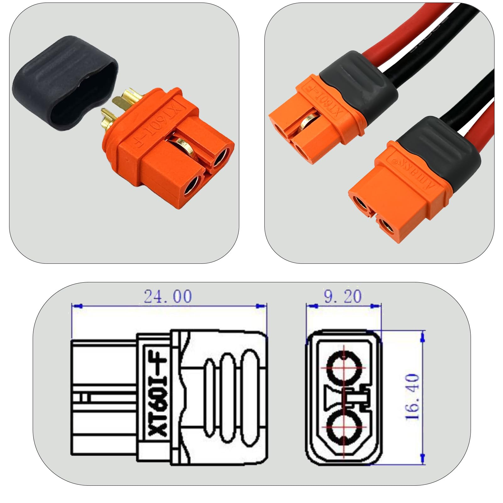 FLY RC XT60I Connectors 5 Pair Male Female with Signal Pin for RC Batteries