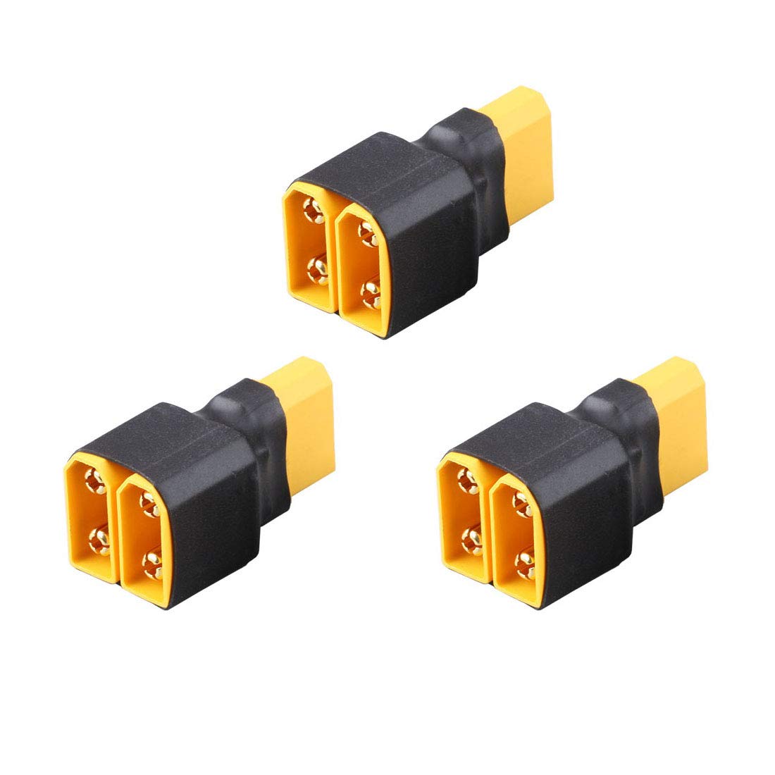 FLY RC XT90 Parallel Battery Connector Adapter 3-Pack – 1 Female to 2 Male for RC LiPo/NiMH