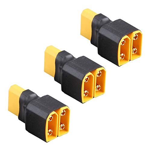 FLY RC XT90 Parallel Battery Connector Adapter 3-Pack – 1 Female to 2 Male for RC LiPo/NiMH