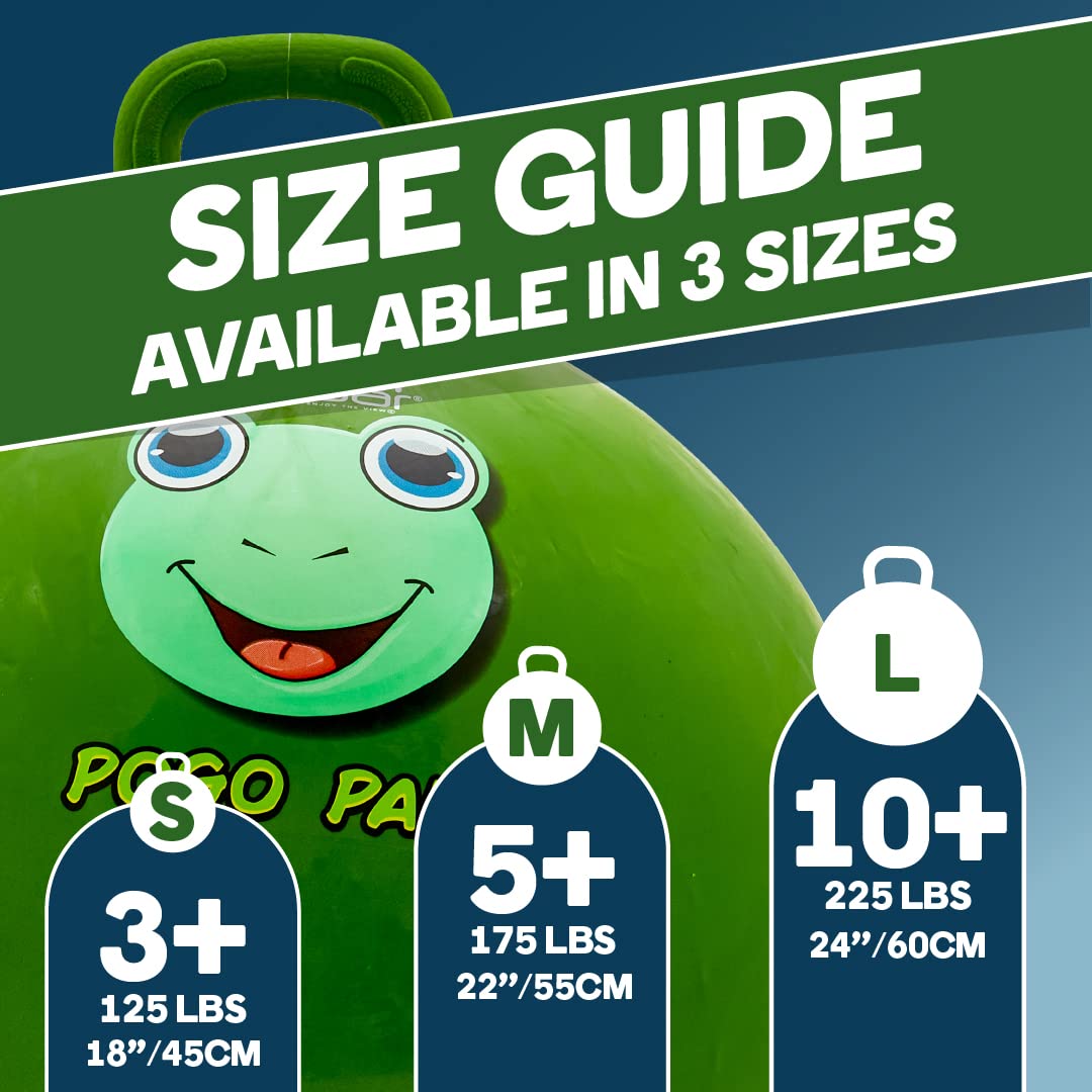 Flybar Hopper Ball for Kids - 18-Inch Inflatable Bouncy Ball with Handle, Supports 165 lbs, Includes Pump