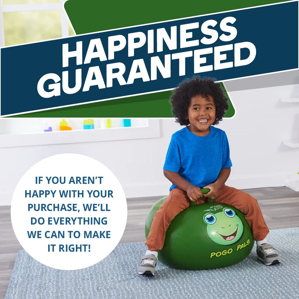 Flybar Hopper Ball for Kids - 18-Inch Inflatable Bouncy Ball with Handle, Supports 165 lbs, Includes Pump