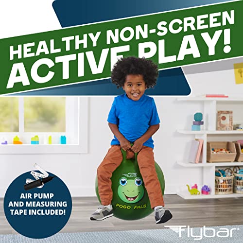 Flybar Hopper Ball for Kids - 18-Inch Inflatable Bouncy Ball with Handle, Supports 165 lbs, Includes Pump