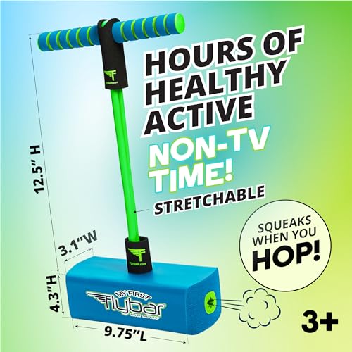 Flybar My First Foam Pogo Jumper - Blue - Bungee Pogo Stick for Kids Ages 3+, Safe Indoor/Outdoor Fun, Supports Up to 250 lbs