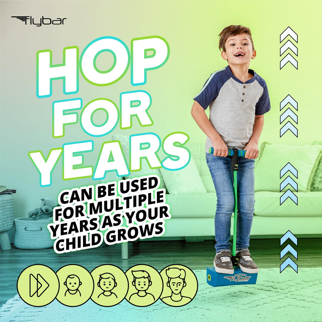 Flybar My First Foam Pogo Jumper - Blue - Bungee Pogo Stick for Kids Ages 3+, Safe Indoor/Outdoor Fun, Supports Up to 250 lbs
