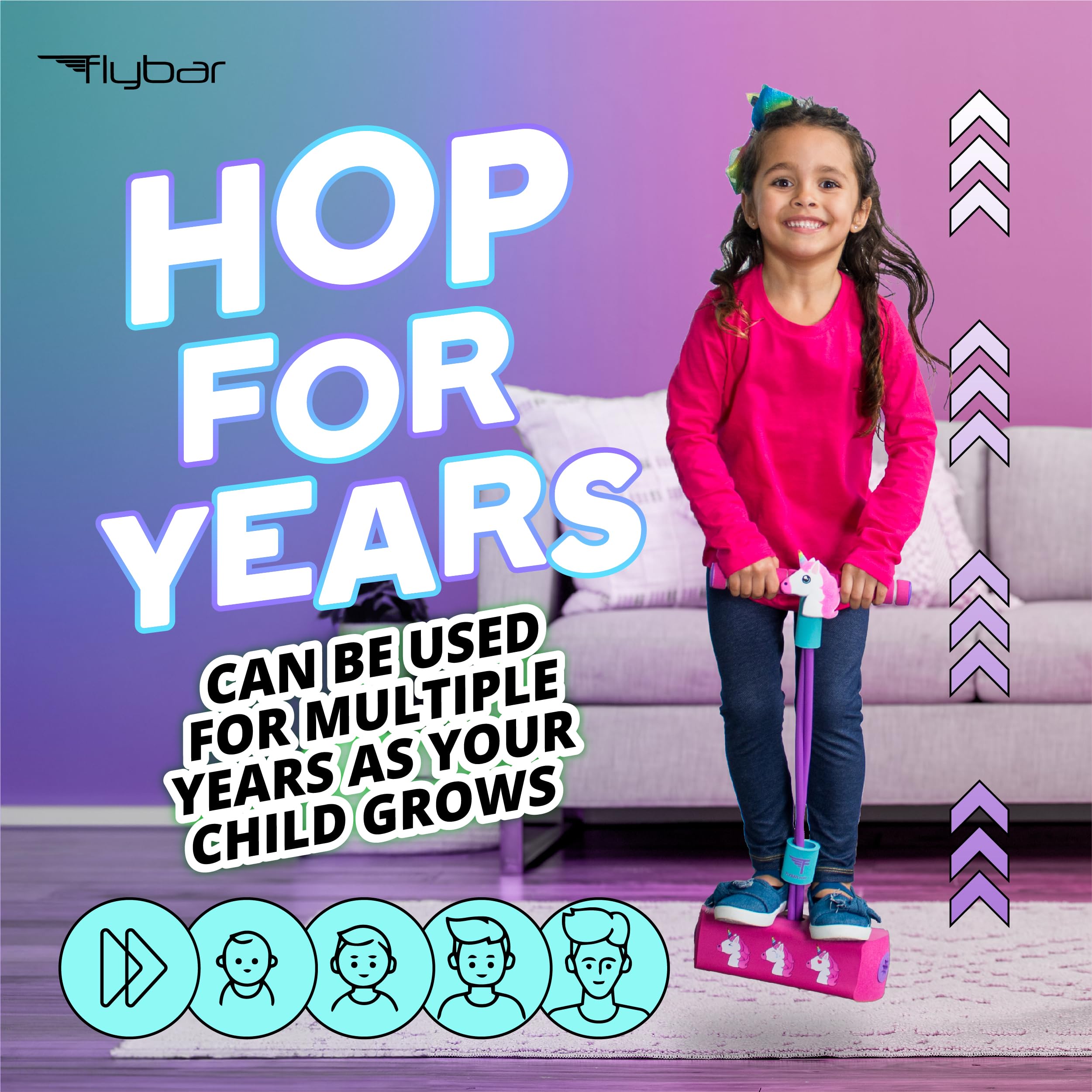 Flybar My First Foam Pogo Jumper - Unicorn Design, Safe Pogo Stick for Toddlers Ages 3+, Supports up to 250lbs